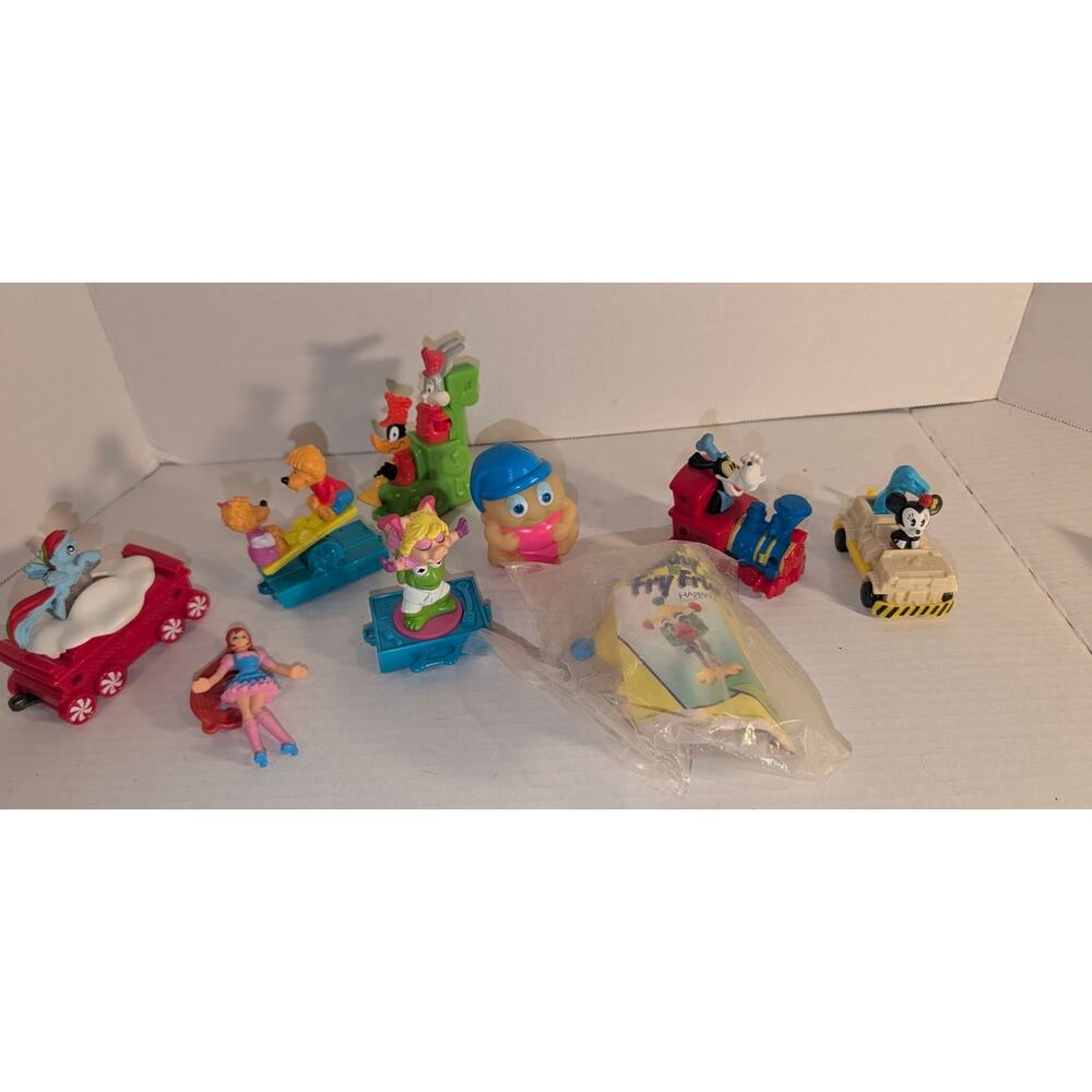 Lot 9 Vintage Collectible Happy Meal Toys Glo-Worm Fry Guy Polly Pocket